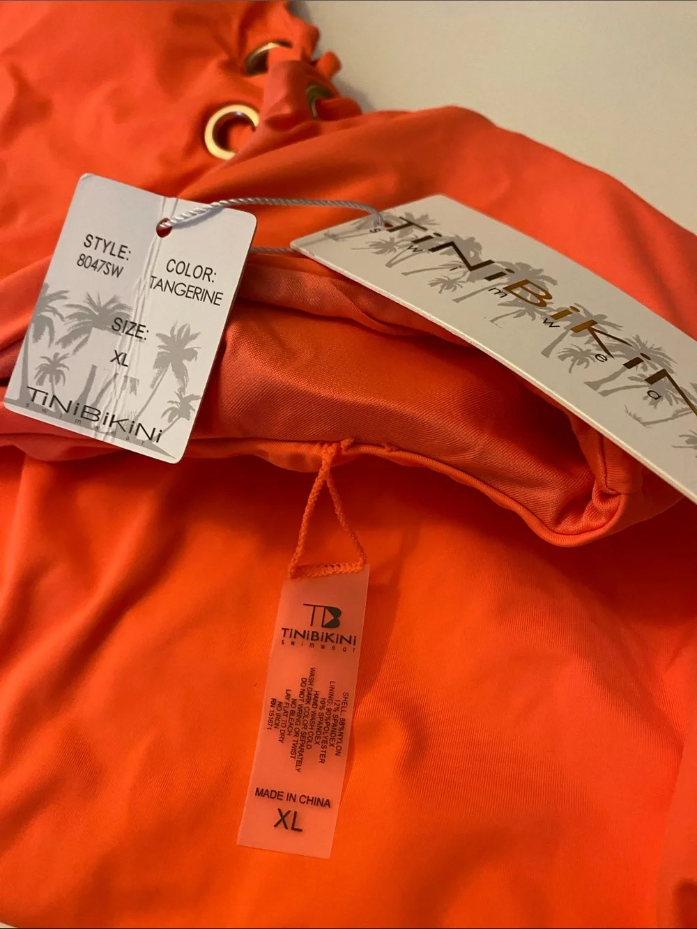 TiniBikini One Piece Lace-Up Swimsuit XL TANGERINE